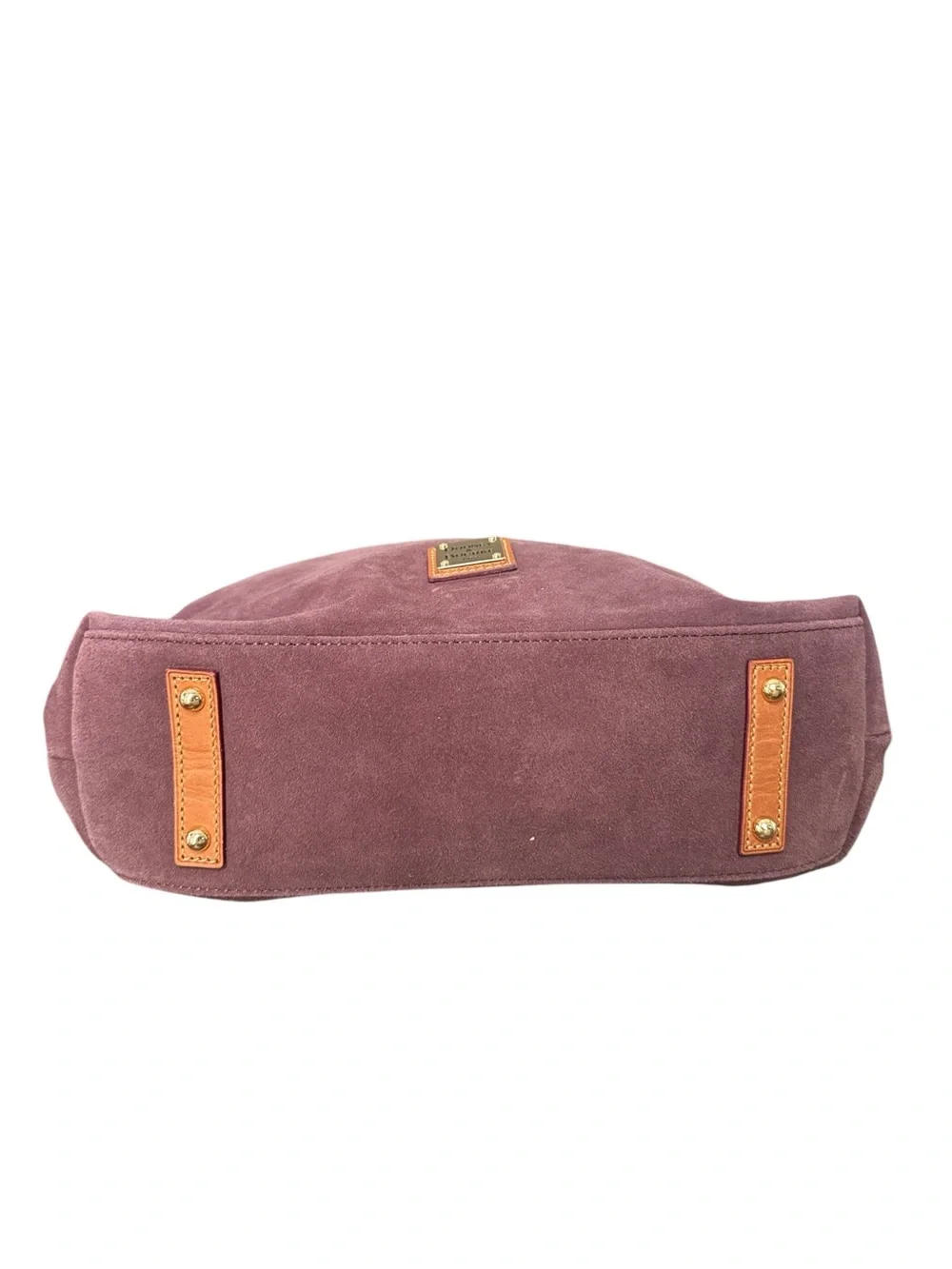 Dooney & Bourke Suede Hobo Shoulder Bag Plum Brown Leather SS924 CK